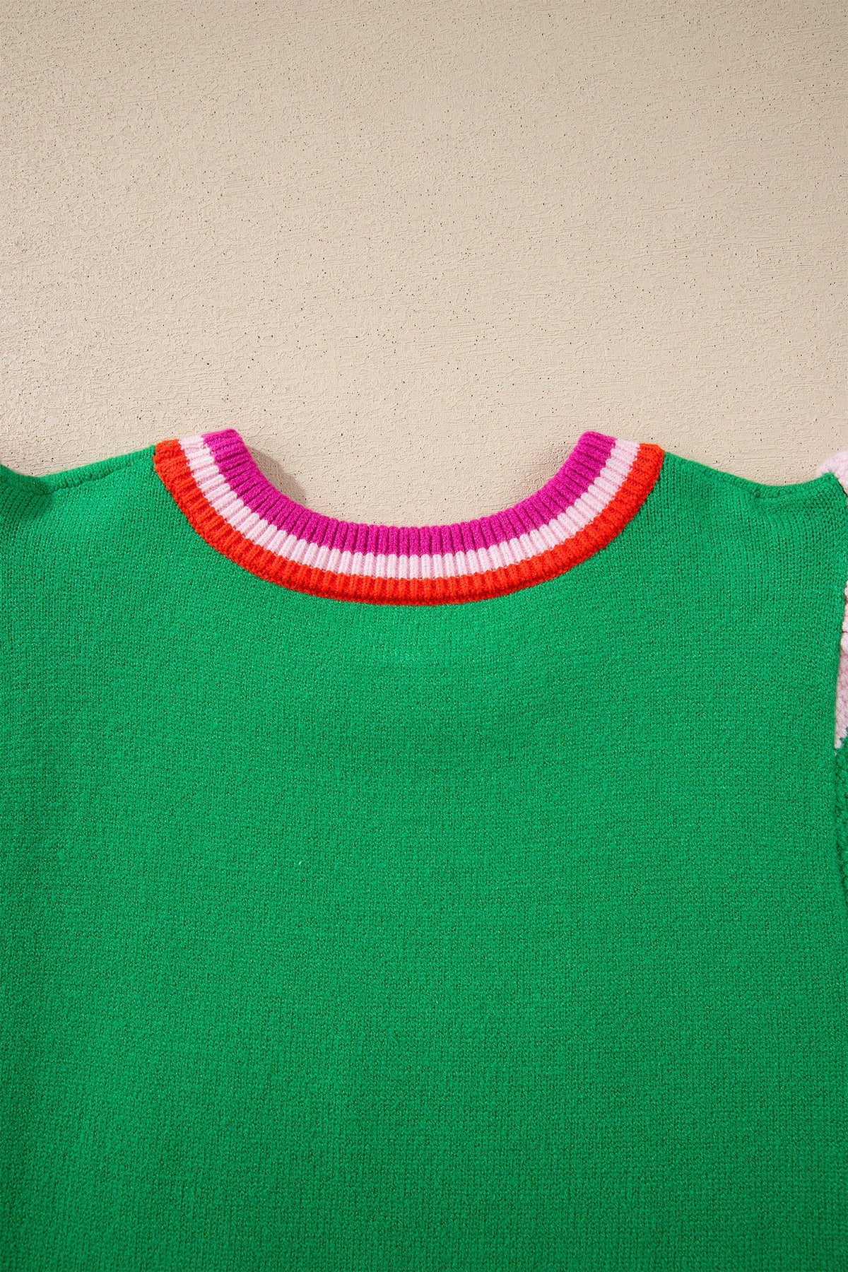 Lucky Stripe Flutter Sleeve Round Neck Sweater
