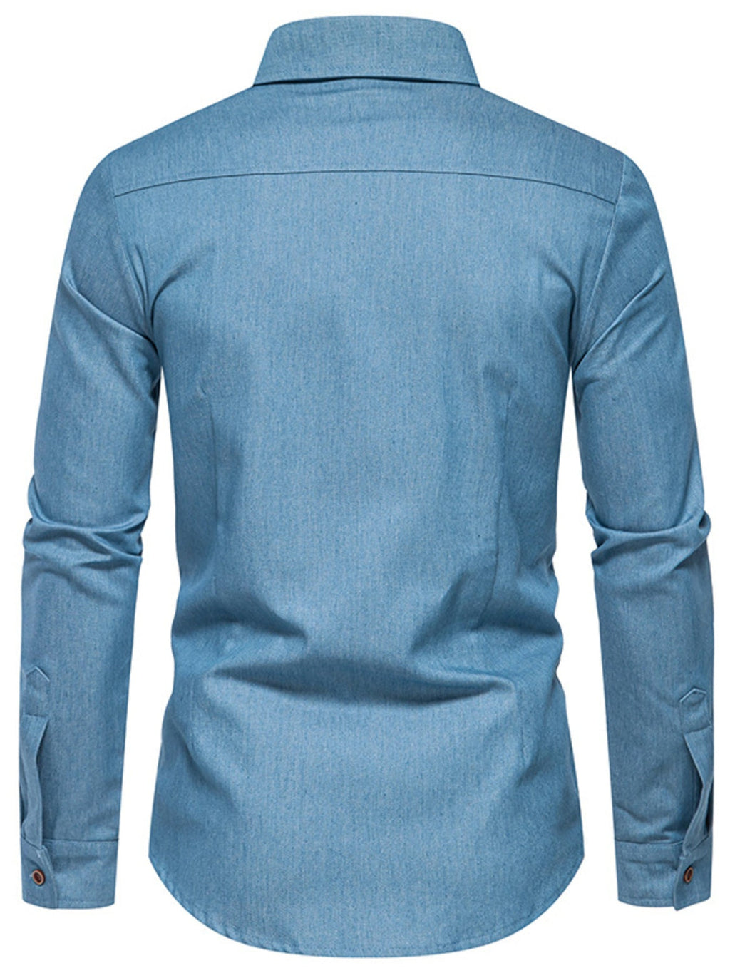 Men's Casual Long Sleeve Denim Shirt with Pockets