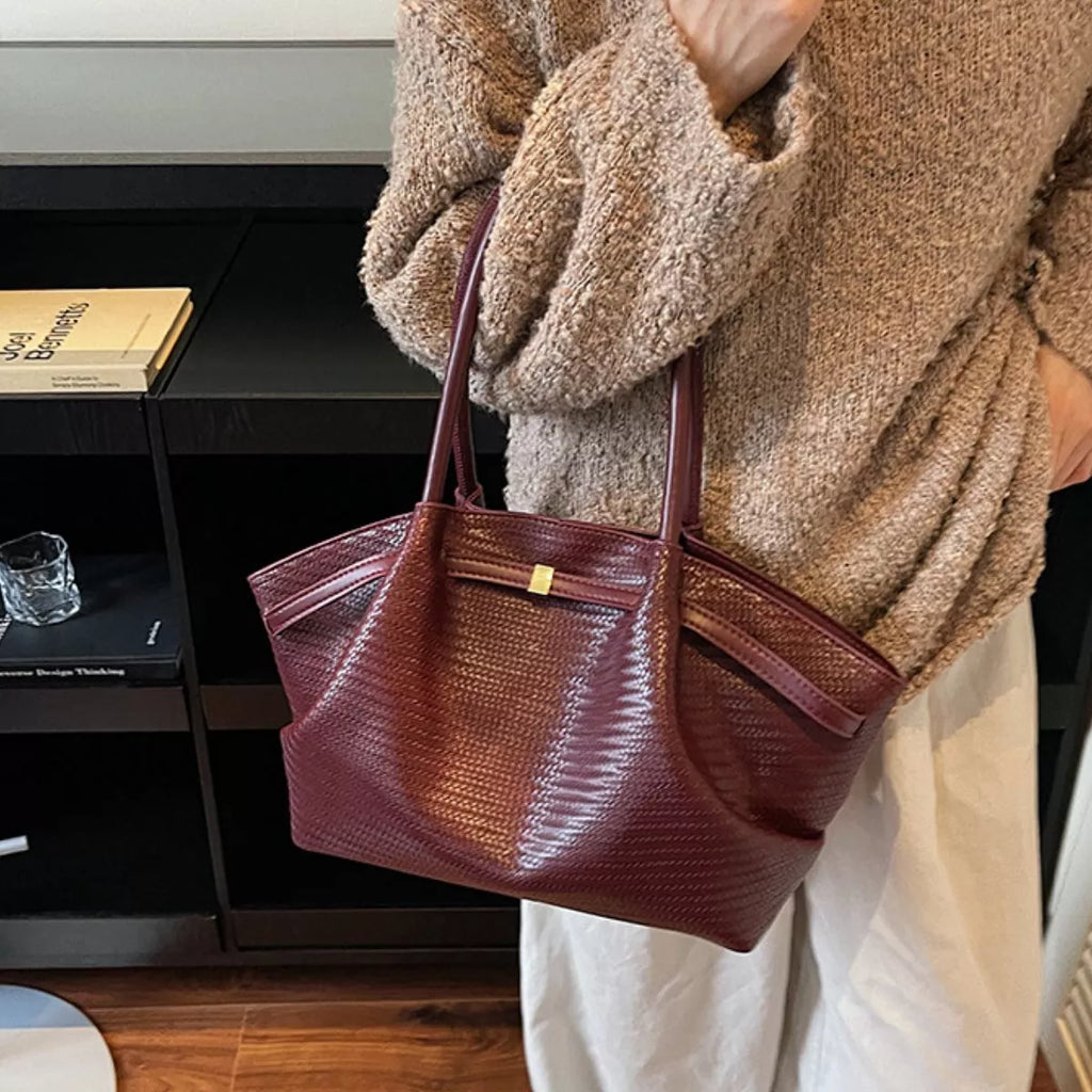 Textured Leather Shoulder Bag