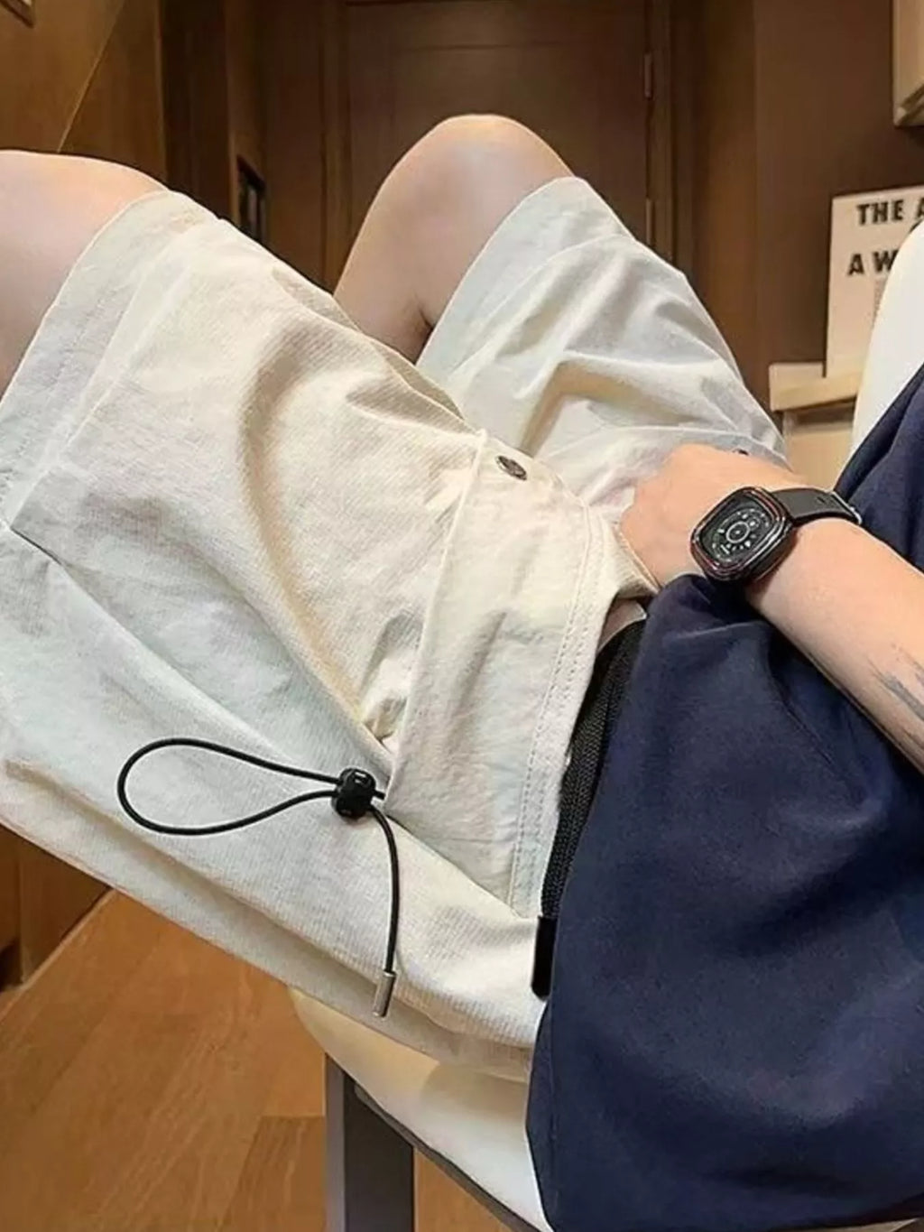 Men's Plus Size Casual Cargo Shorts with Drawstring