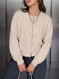 Button Up Dropped Shoulder Cardigan
