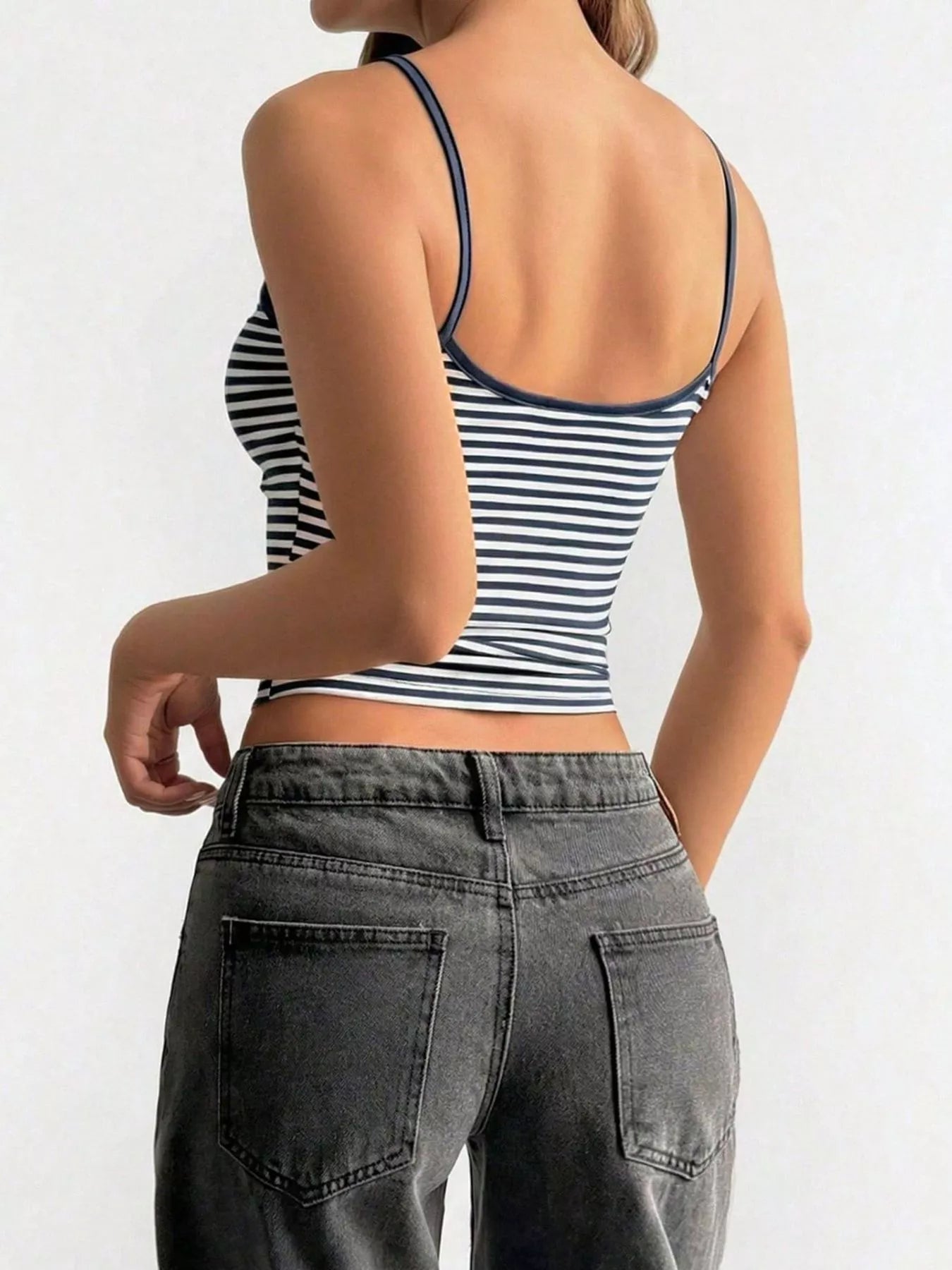Striped Lace Trim Cami