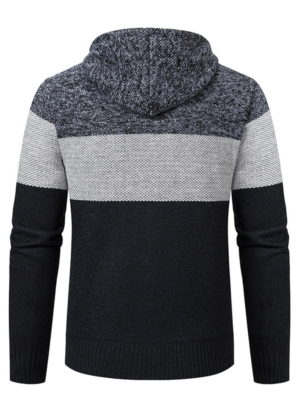 Men's Plus Size Color Block Hooded Zip-Up Cardigan