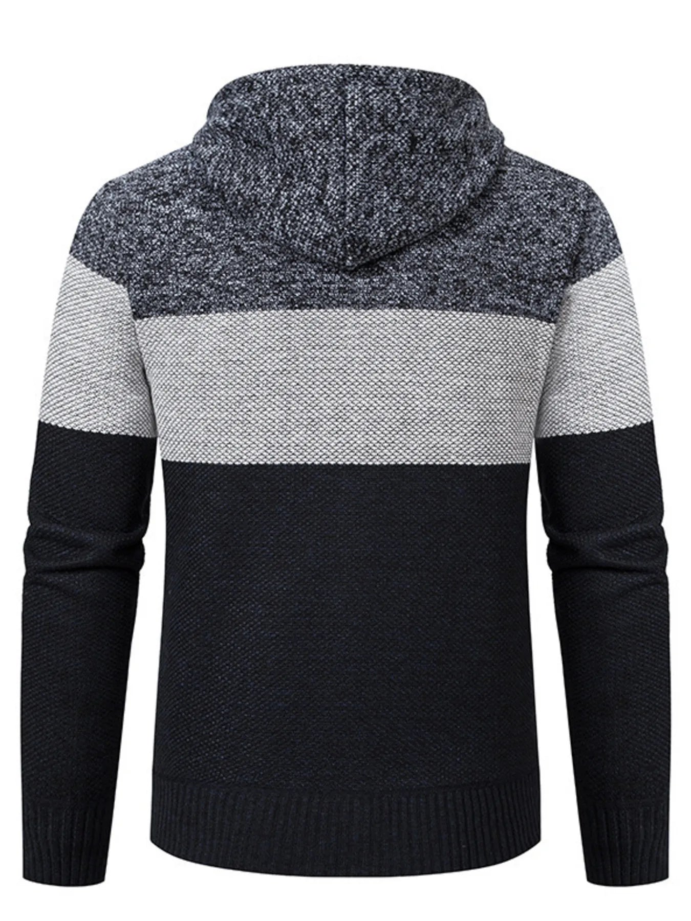 Men's Plus Size Color Block Hooded Zip-Up Cardigan