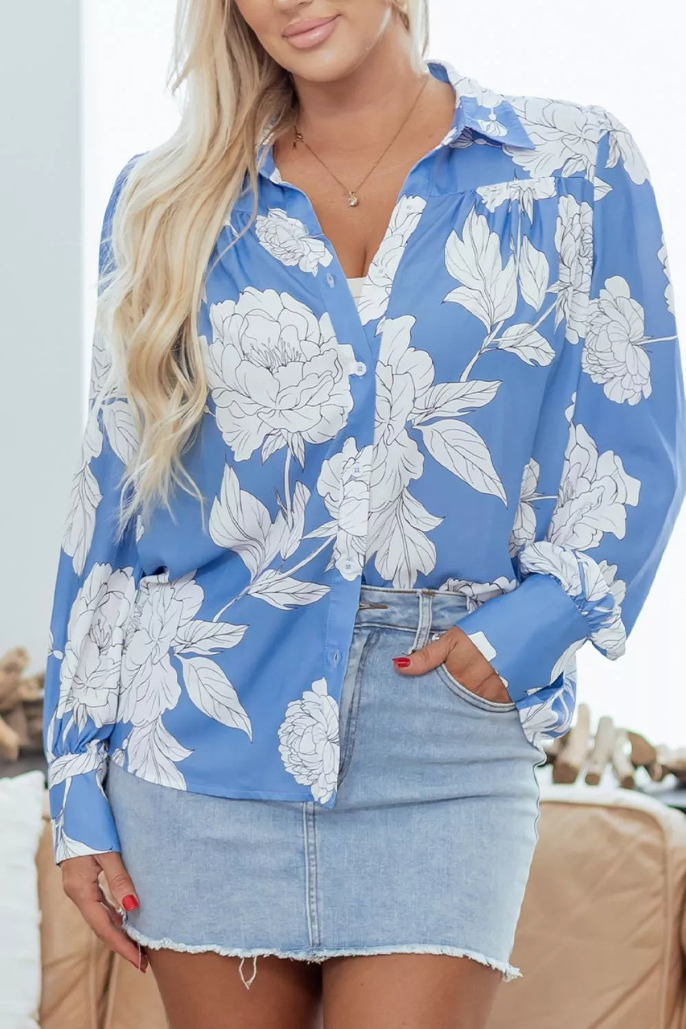 Floral Print Button-Up Shirt
