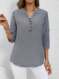 Gingham Button Detail Blouse