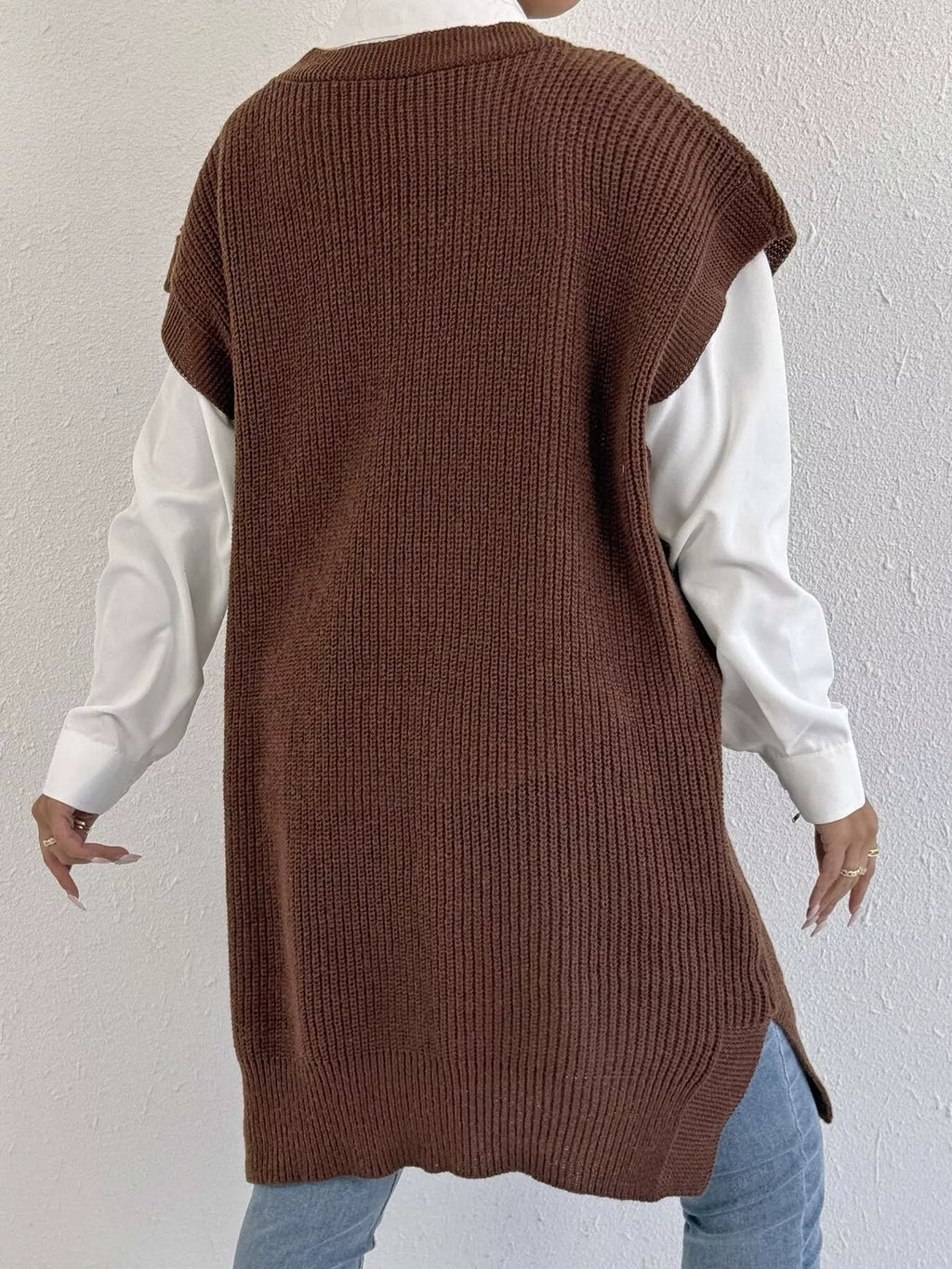 Embroidered Bow V-Neck Sweater Vest