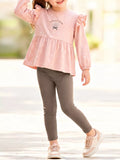 Children's Ruffled Peplum Top and Leggings Set