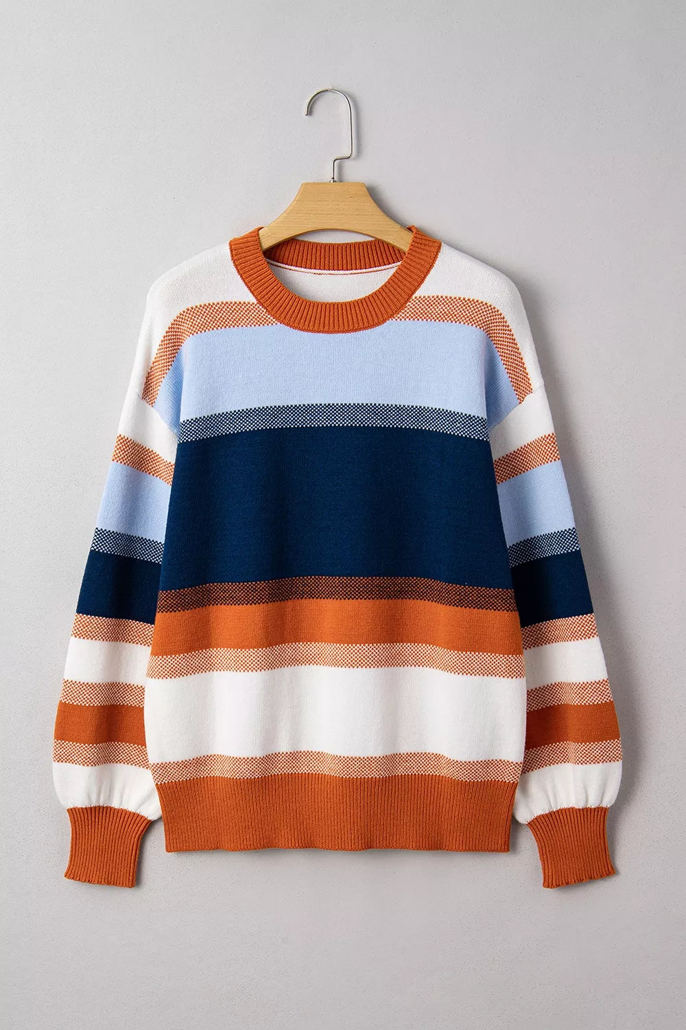 Color Block Round Neck Tunic Sweater