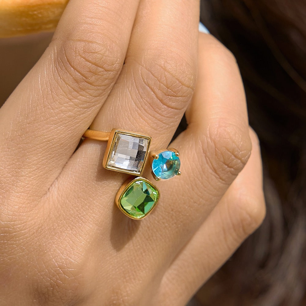 Color Stone Zircon Ring