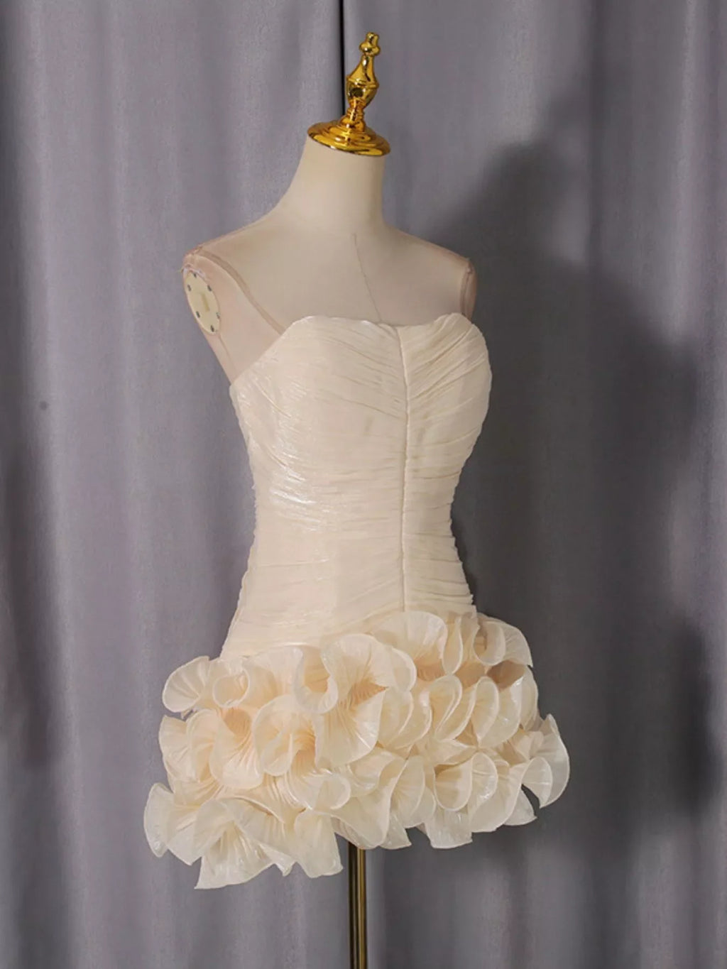 Strapless Ruffle Ruched Mini Dress