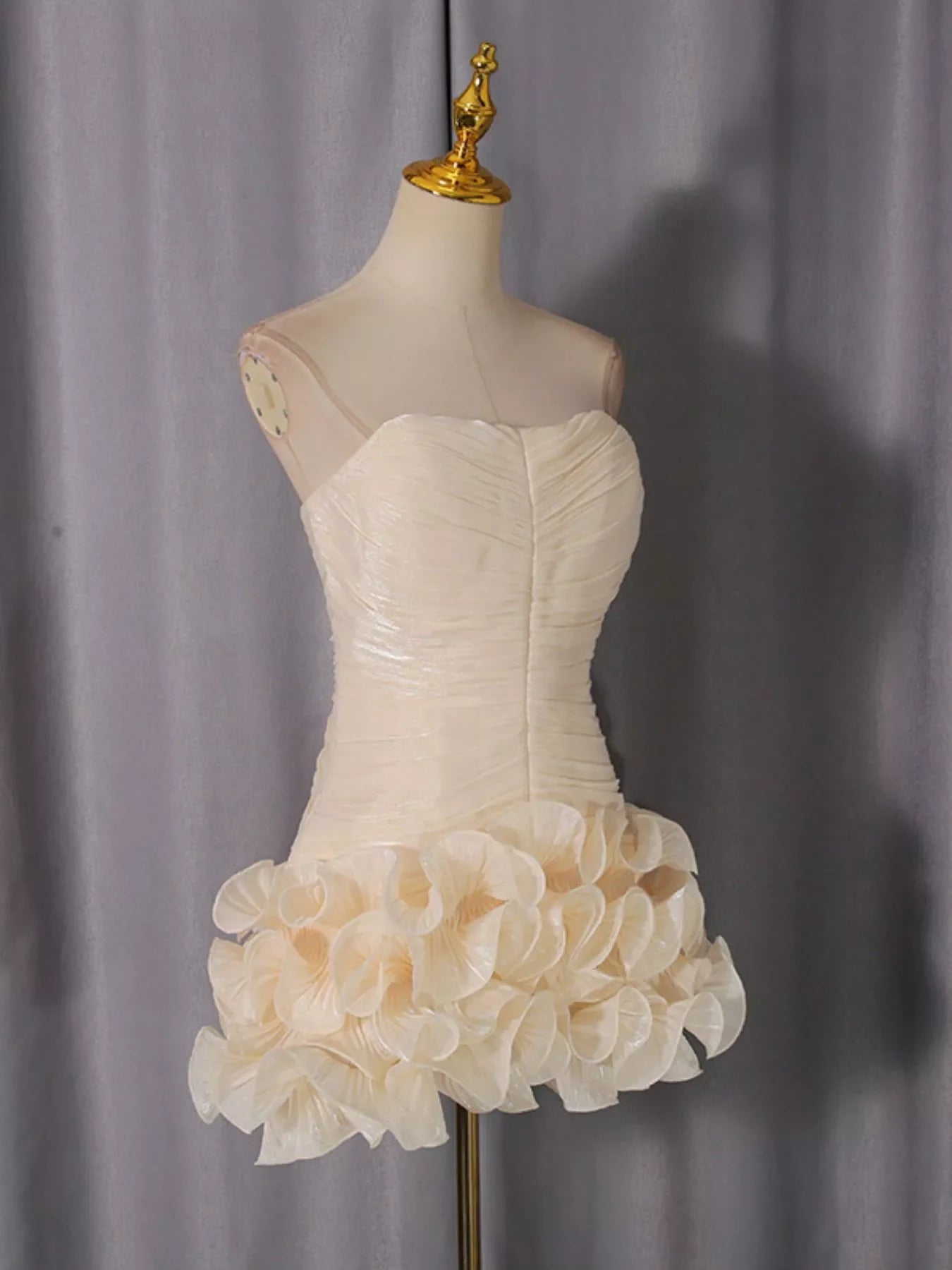 Strapless Ruffle Ruched Mini Dress