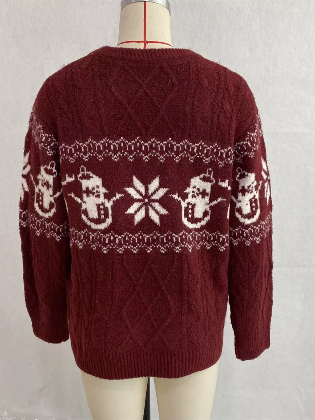 Christmas Snowman Pattern Cable Knit Sweater