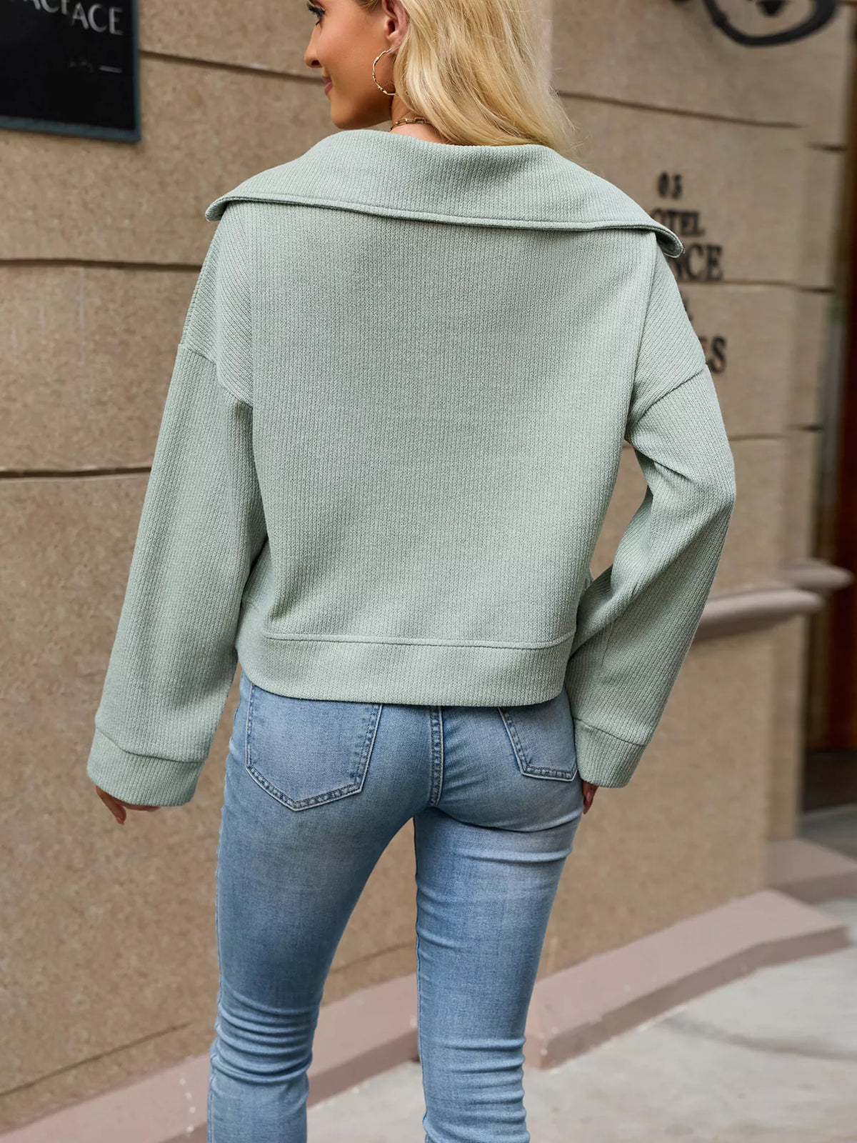 Half-Zip Dropped Shoulder Sweatshirt