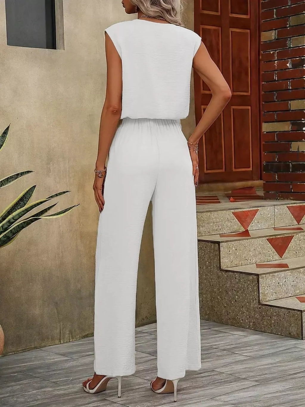 V-Neck Sleeveless Tank and Wide-Leg Pants Set