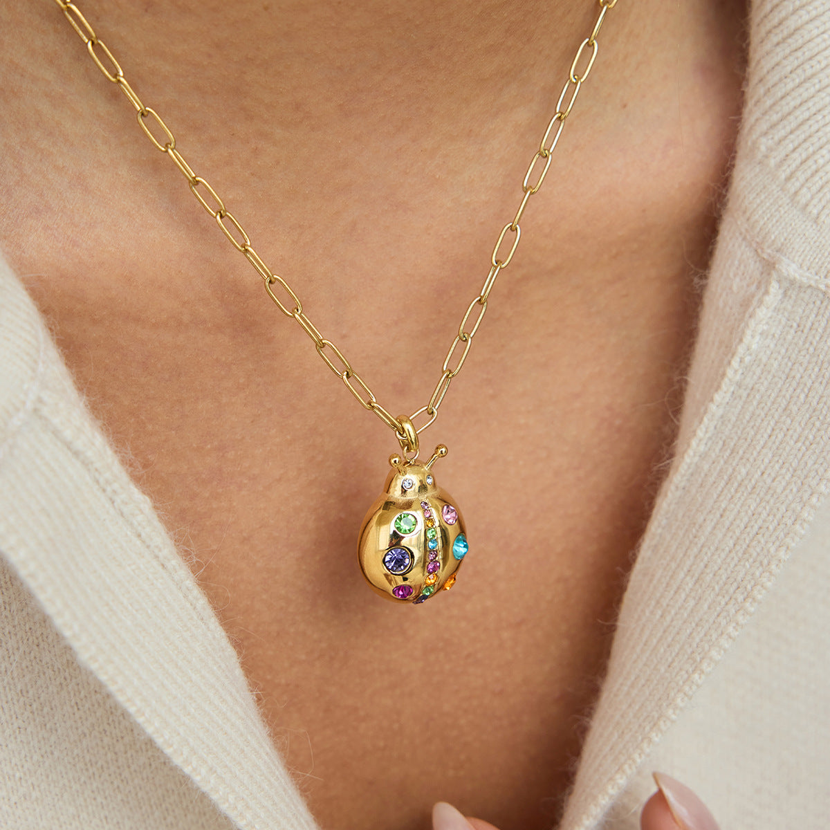 Zircon Ladybug Pendant Necklace Collection