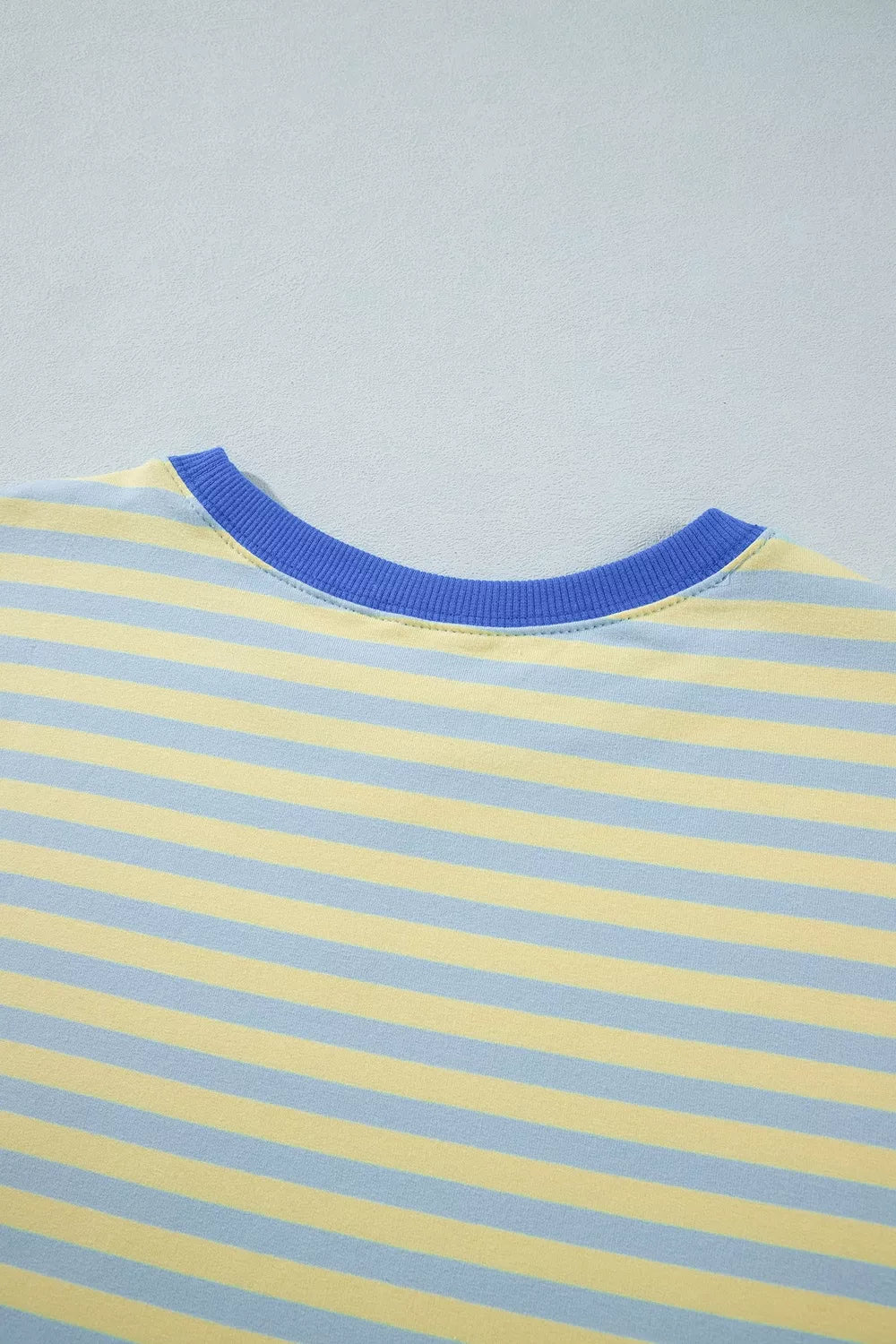 Stripe Colorblock Trim Crew Neck Loose Tee Drawstring Elastic Waist 2pcs Pant Set