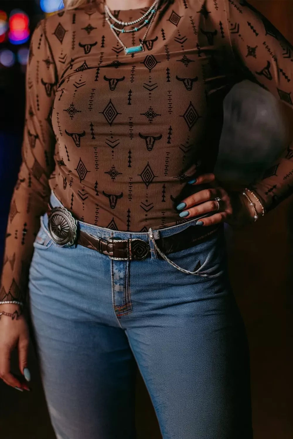 Western-Inspired Long Sleeve T-Shirt