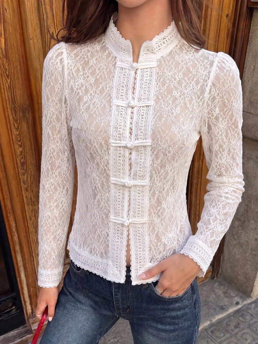 Lace Chinese Style Button Shirt