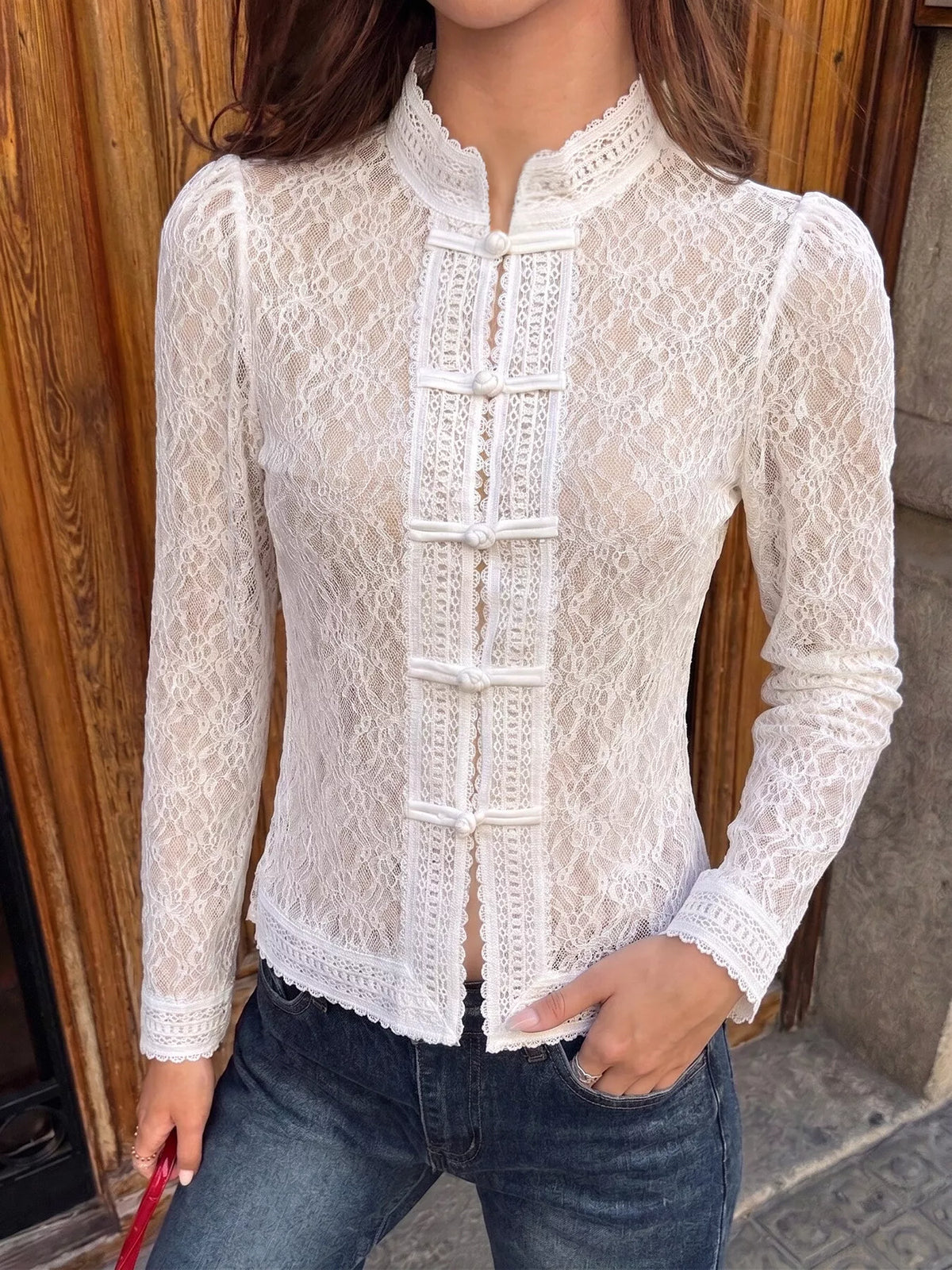 Lace Chinese Style Button Shirt