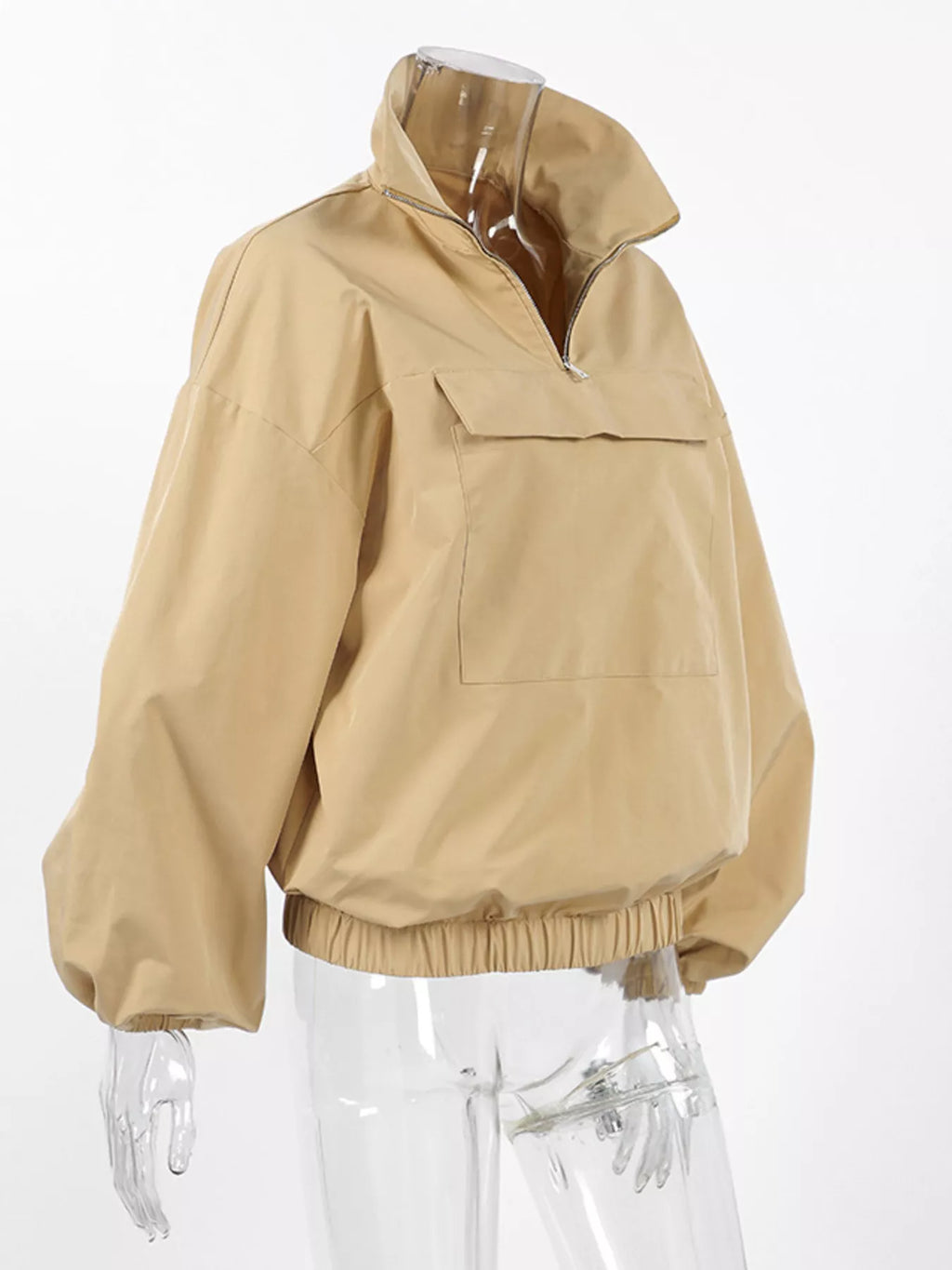 Quarter Zip Front Flap Pocket Top