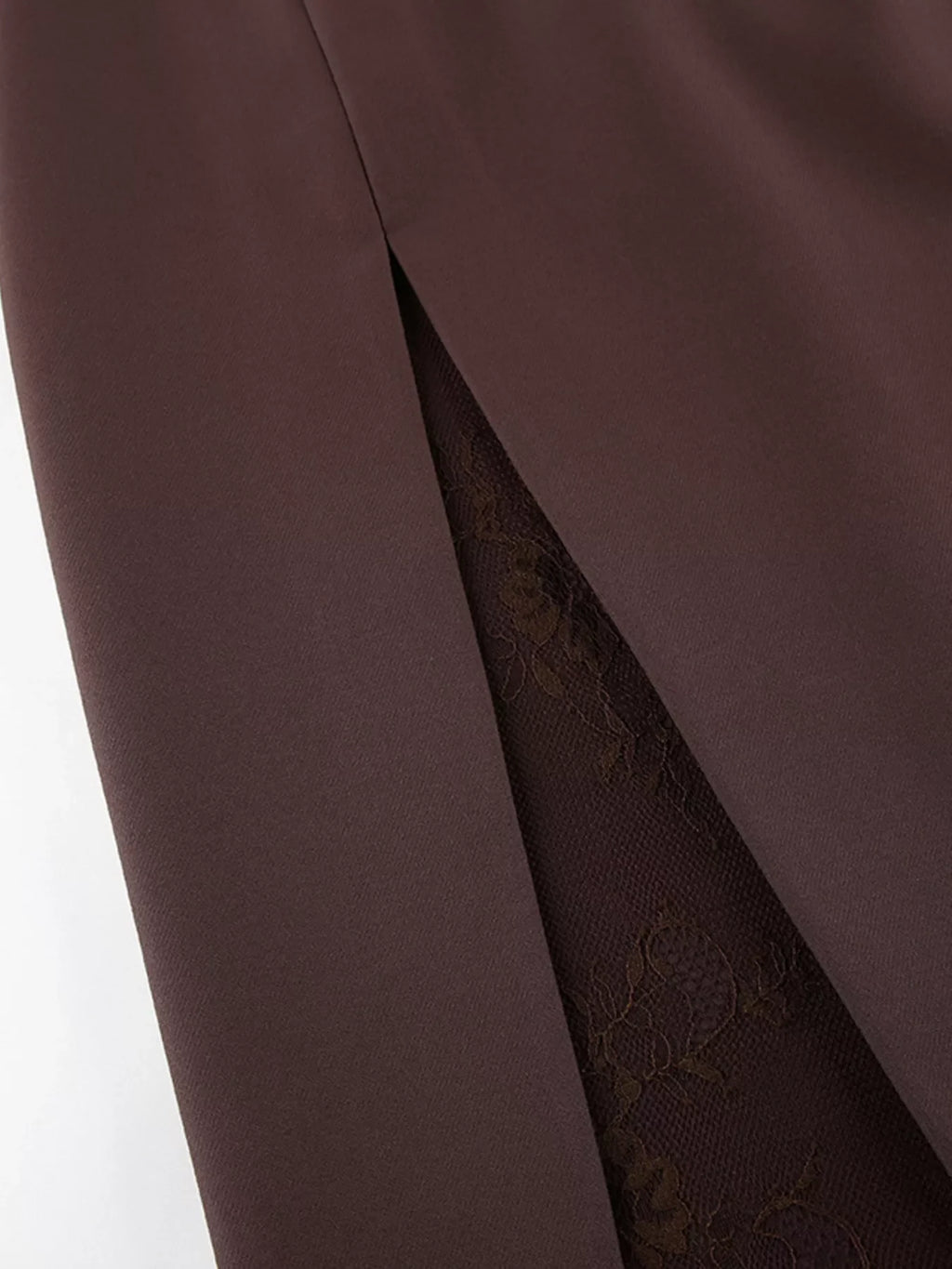 Elegant Lace-Trimmed Slit A-Line Skirt