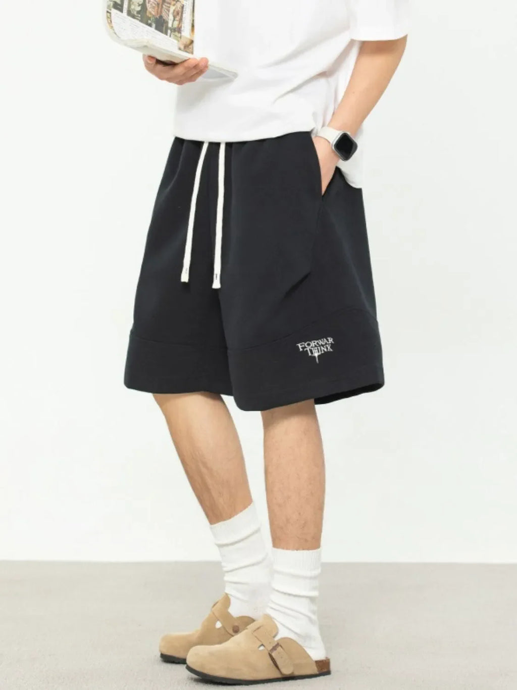 Men's Plus Size Drawstring Shorts with Pockets