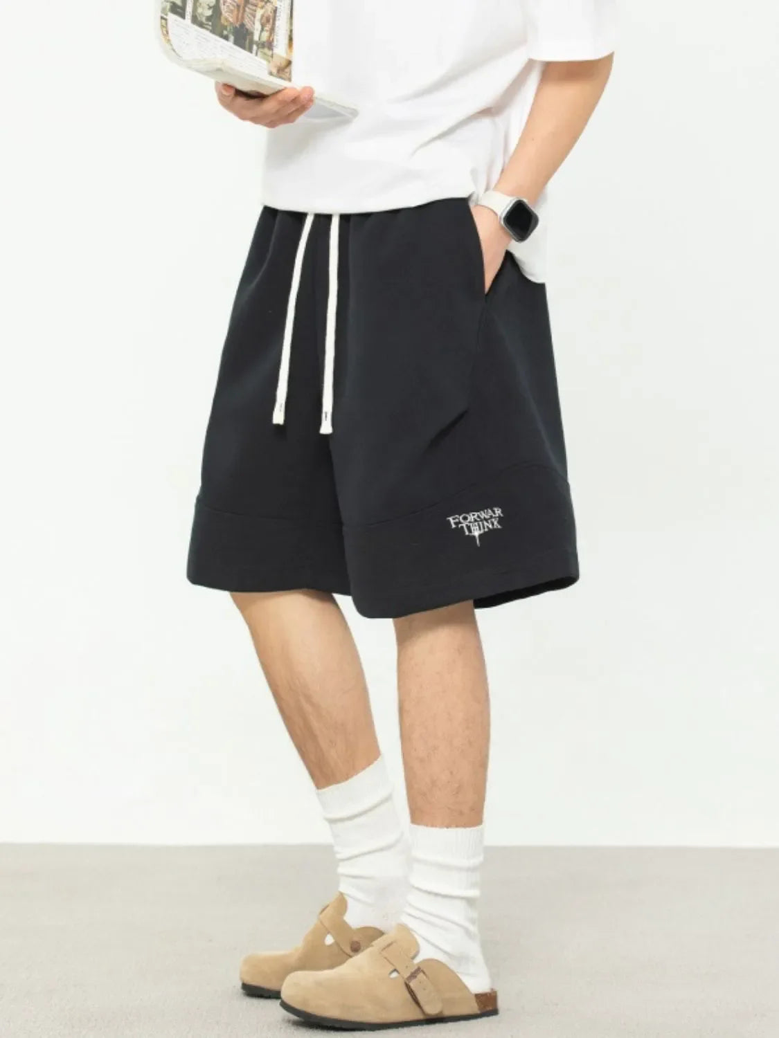 Men's Plus Size Drawstring Shorts with Pockets