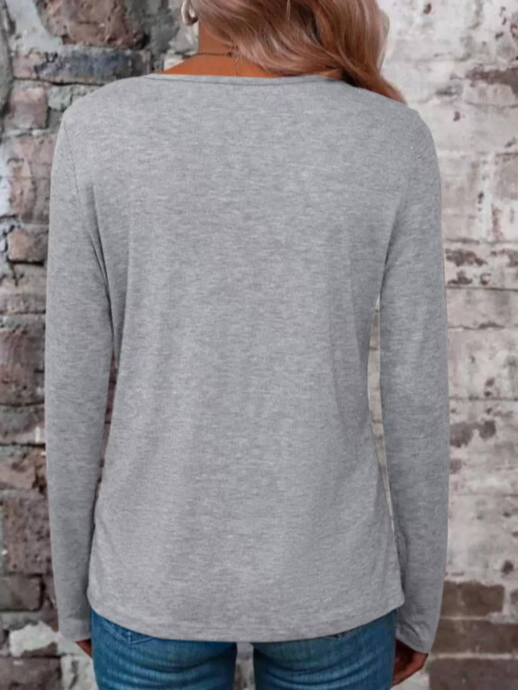 Crisscross V-Neck Long Sleeve T-Shirt