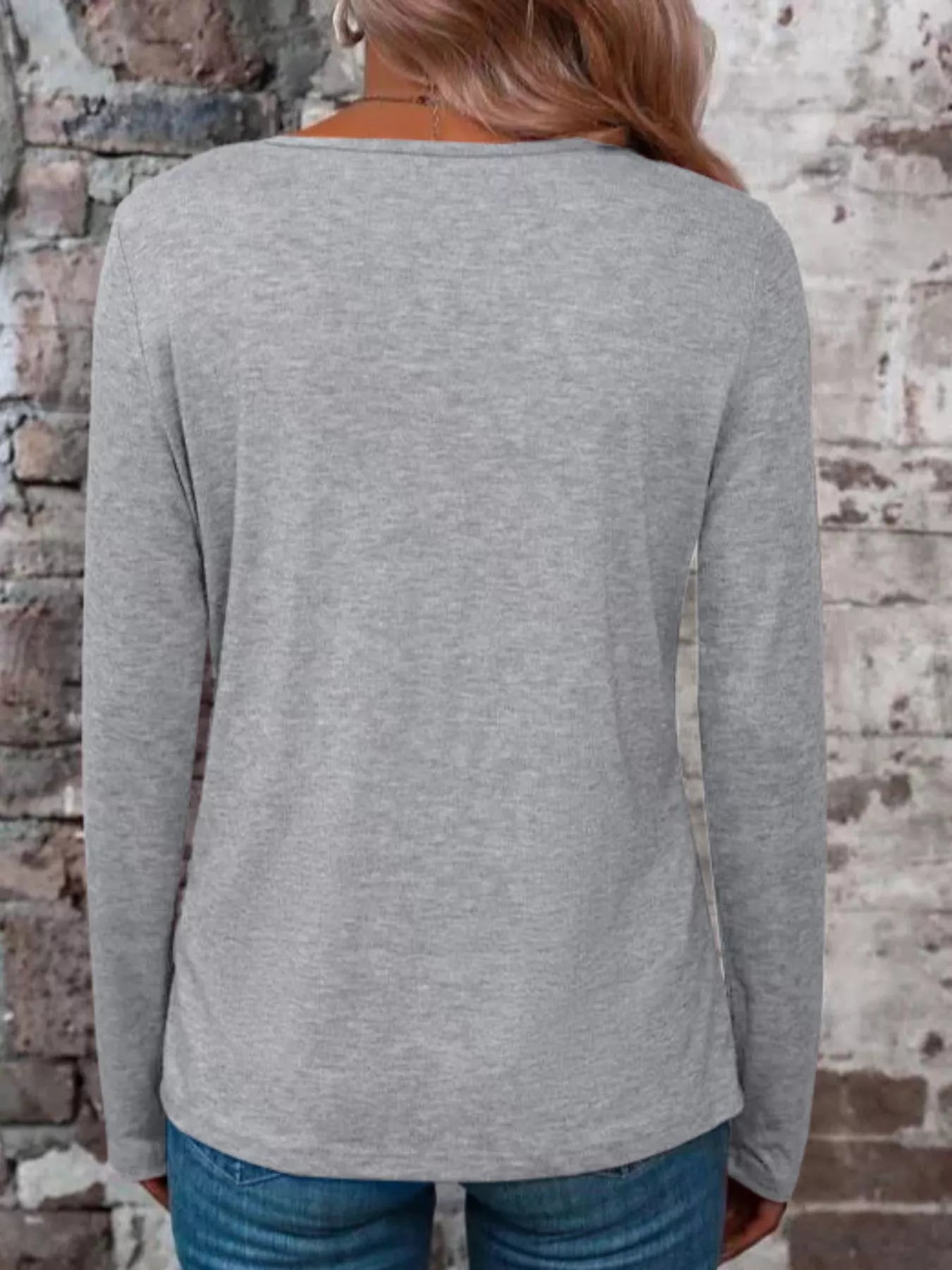 Crisscross V-Neck Long Sleeve T-Shirt