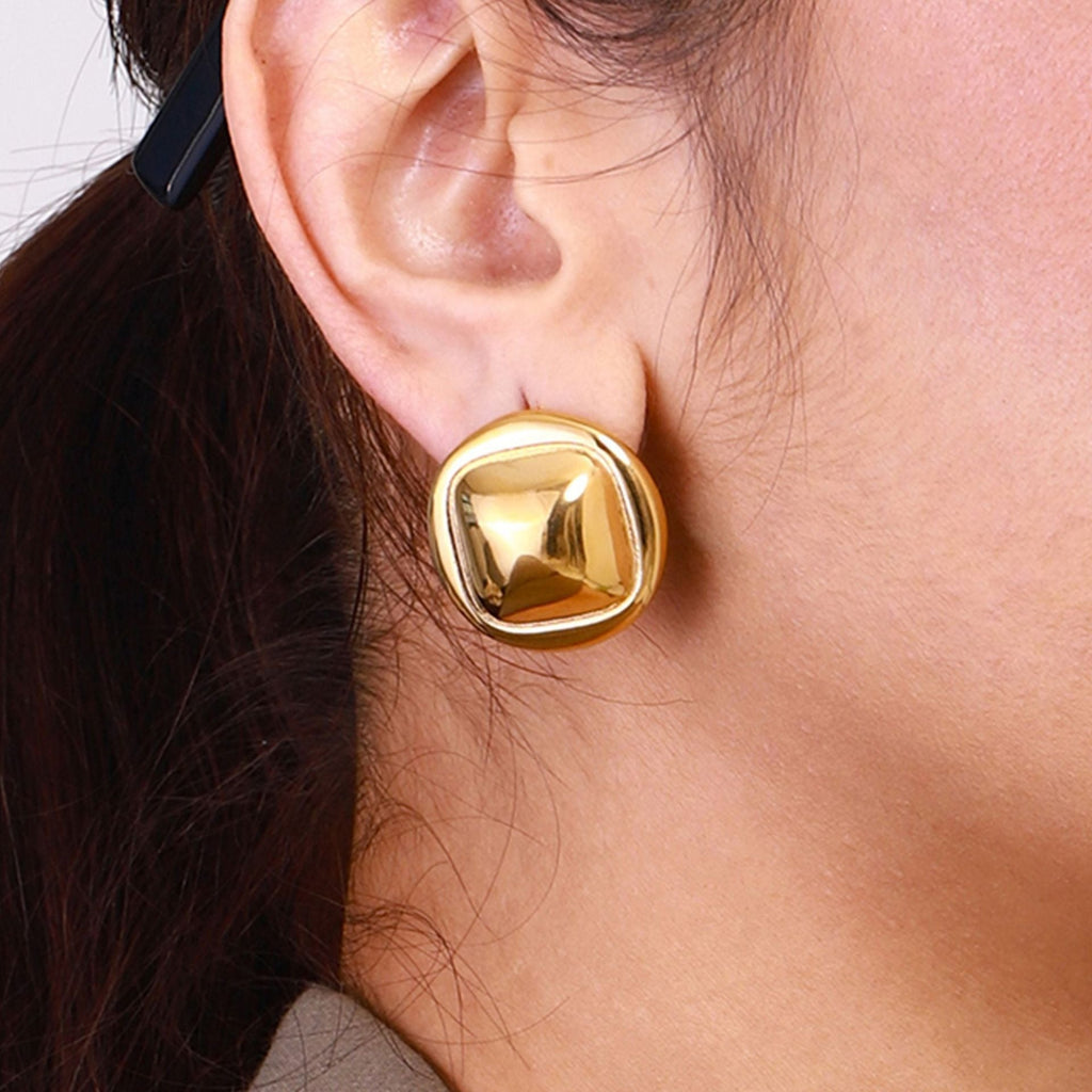 18K gold geometric shape with ocean style design exquisite and fashionable earrings, necklace and ring set