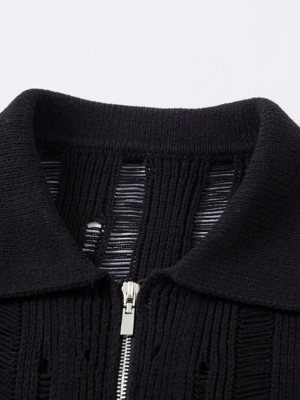 Men's Zip Up Openwork Cardigan
