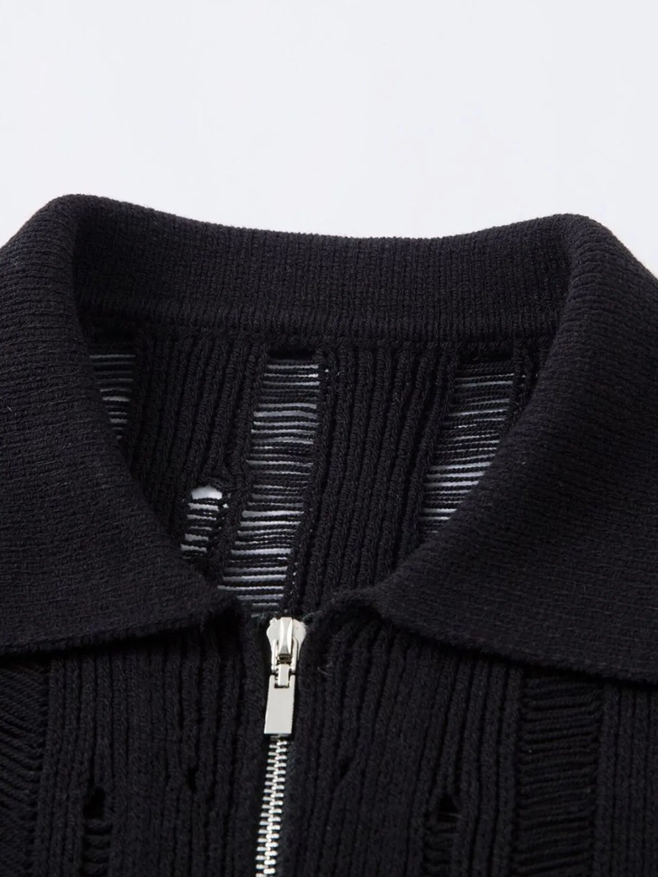 Men's Zip Up Openwork Cardigan