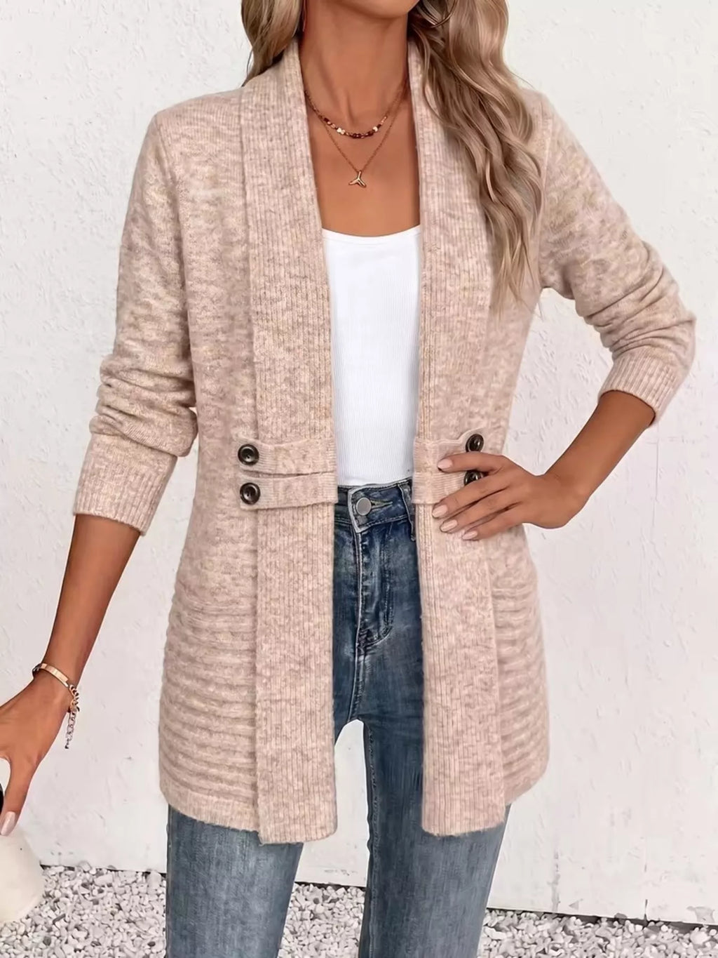 Full Size Open Front Long Sleeve Cardigan Plus Size