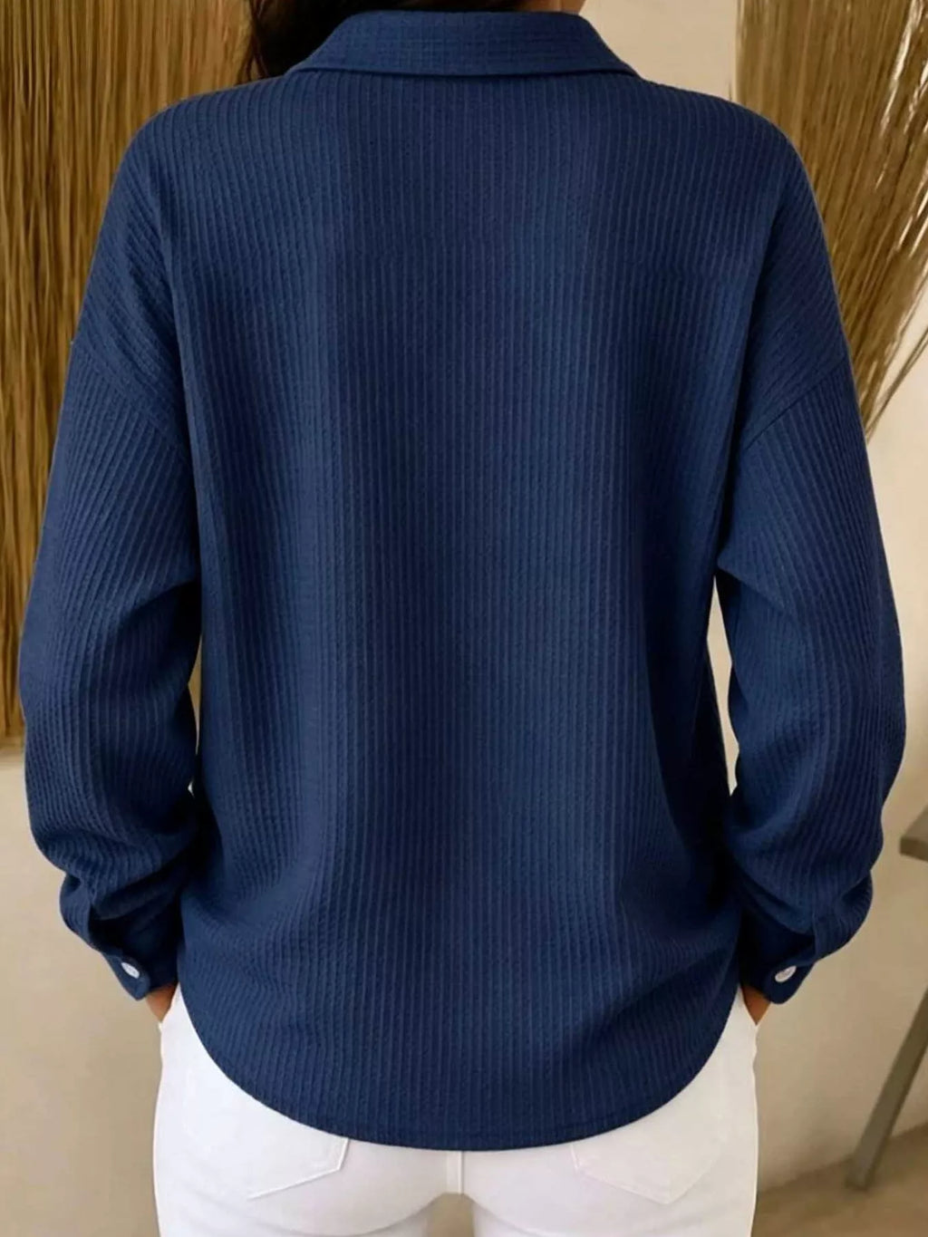 Waffle Knit Button-Down Shirt