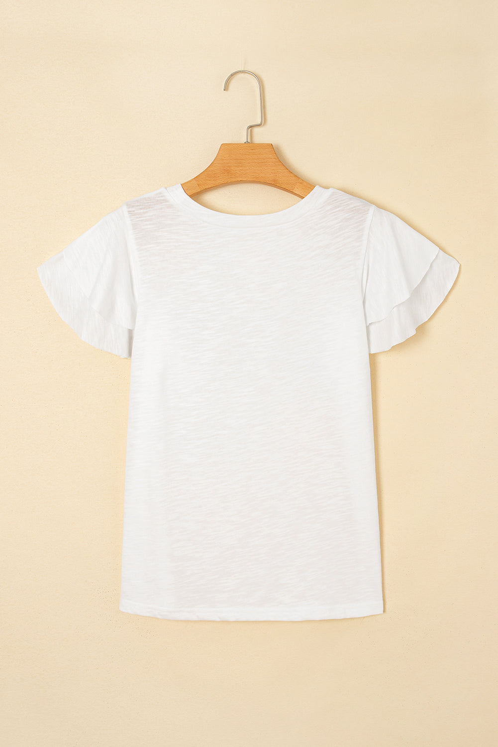 Solid Layered Ruffle Short Sleeve Round Neck Top