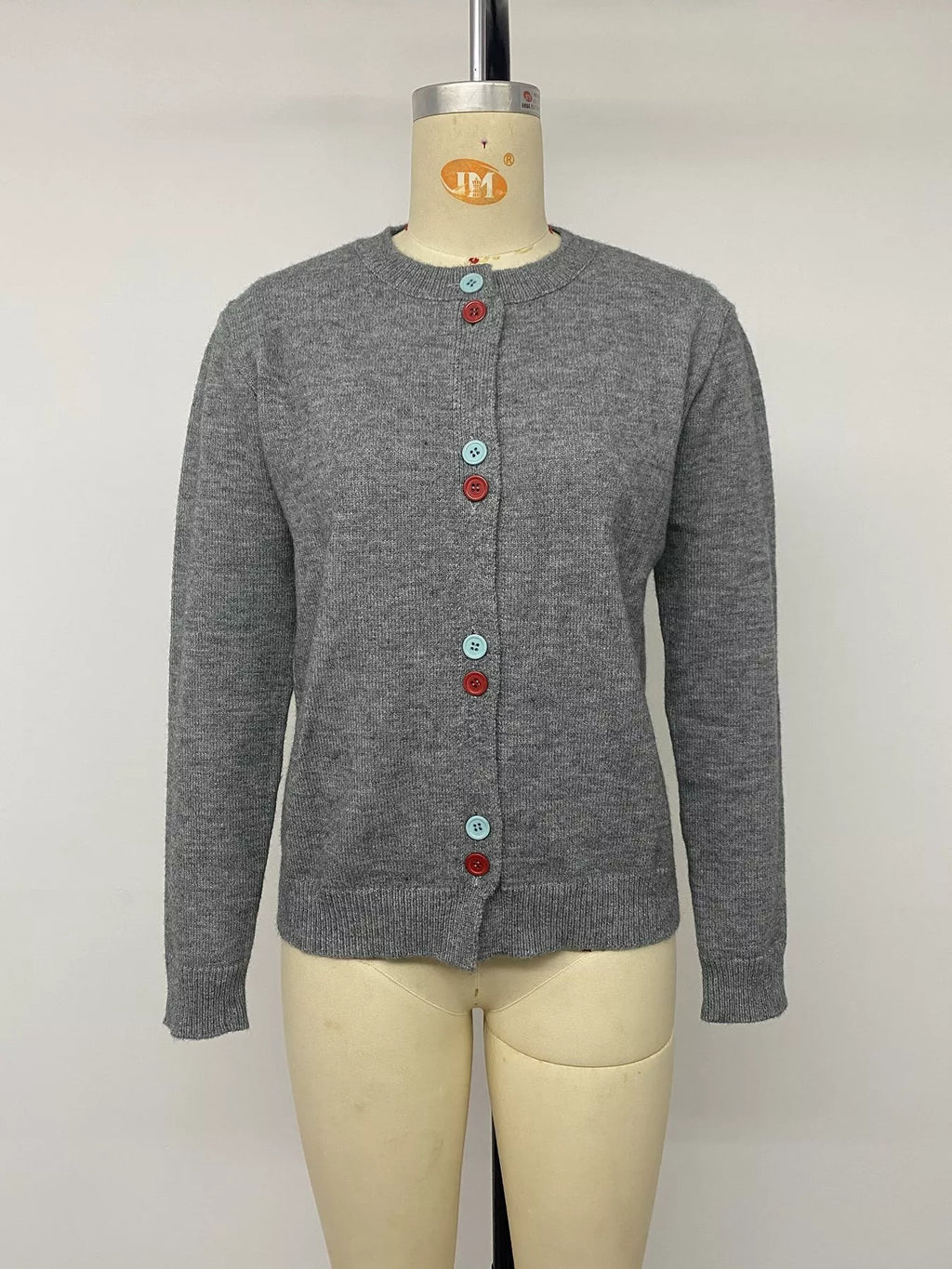 Contrast Button Long Sleeve Cardigan