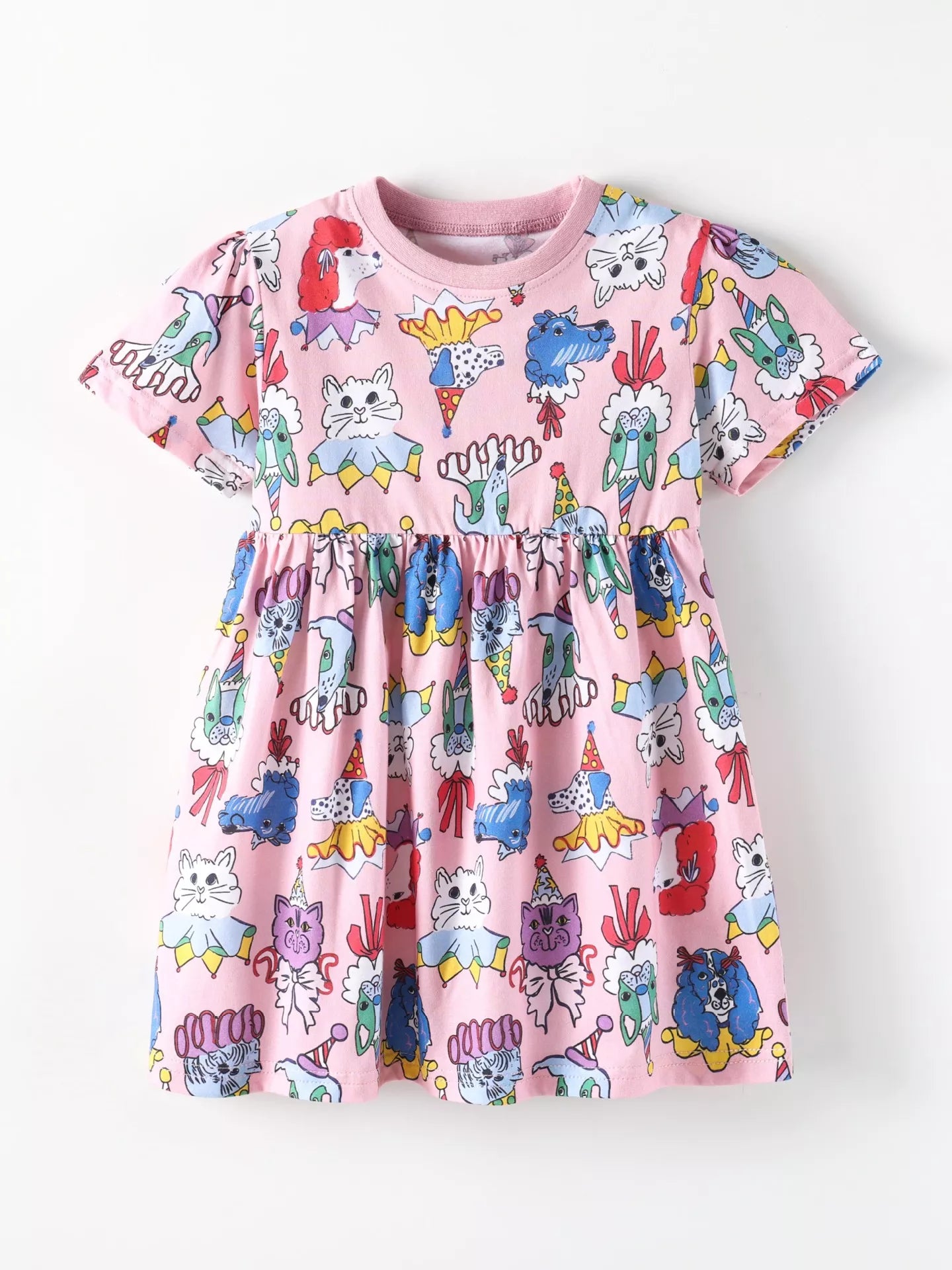 Children's Cartoon Print Short Sleeve Dress
