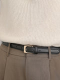 Skinny Leather Belt with Golden Buckle