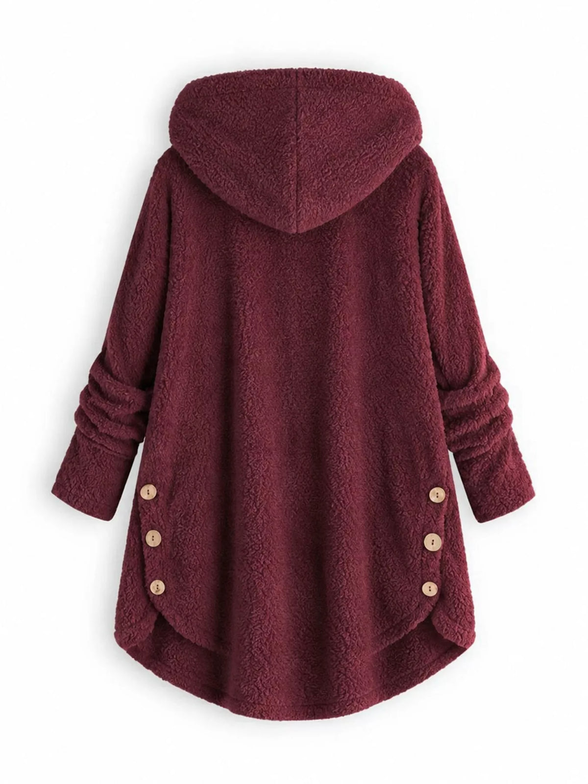 Full Size Fleece Button Up Hooded Outerwear Plus Size