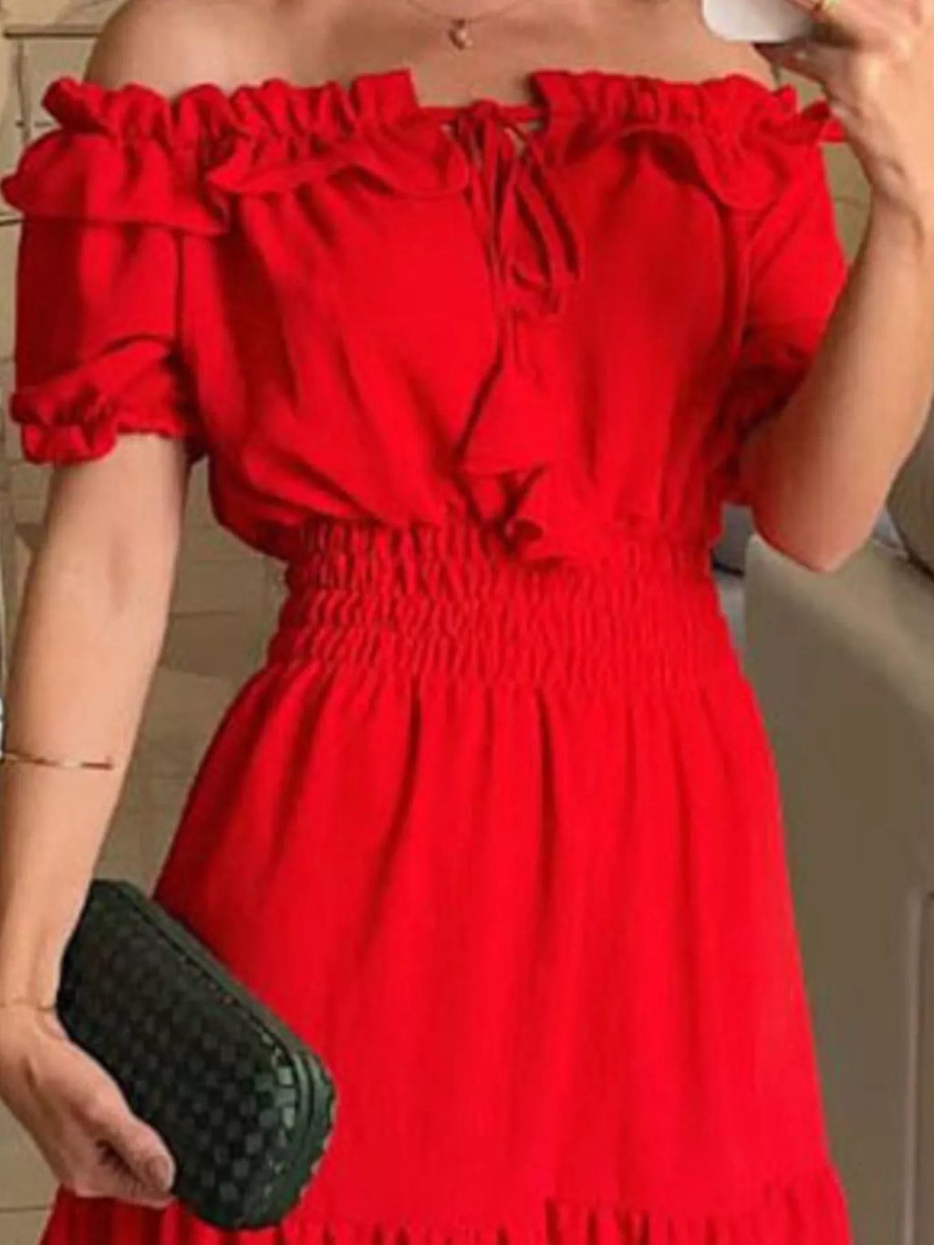 Off-Shoulder Ruffled Tiered Maxi Dress