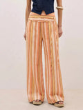 Striped Wide-Leg Pants with Tie Waist