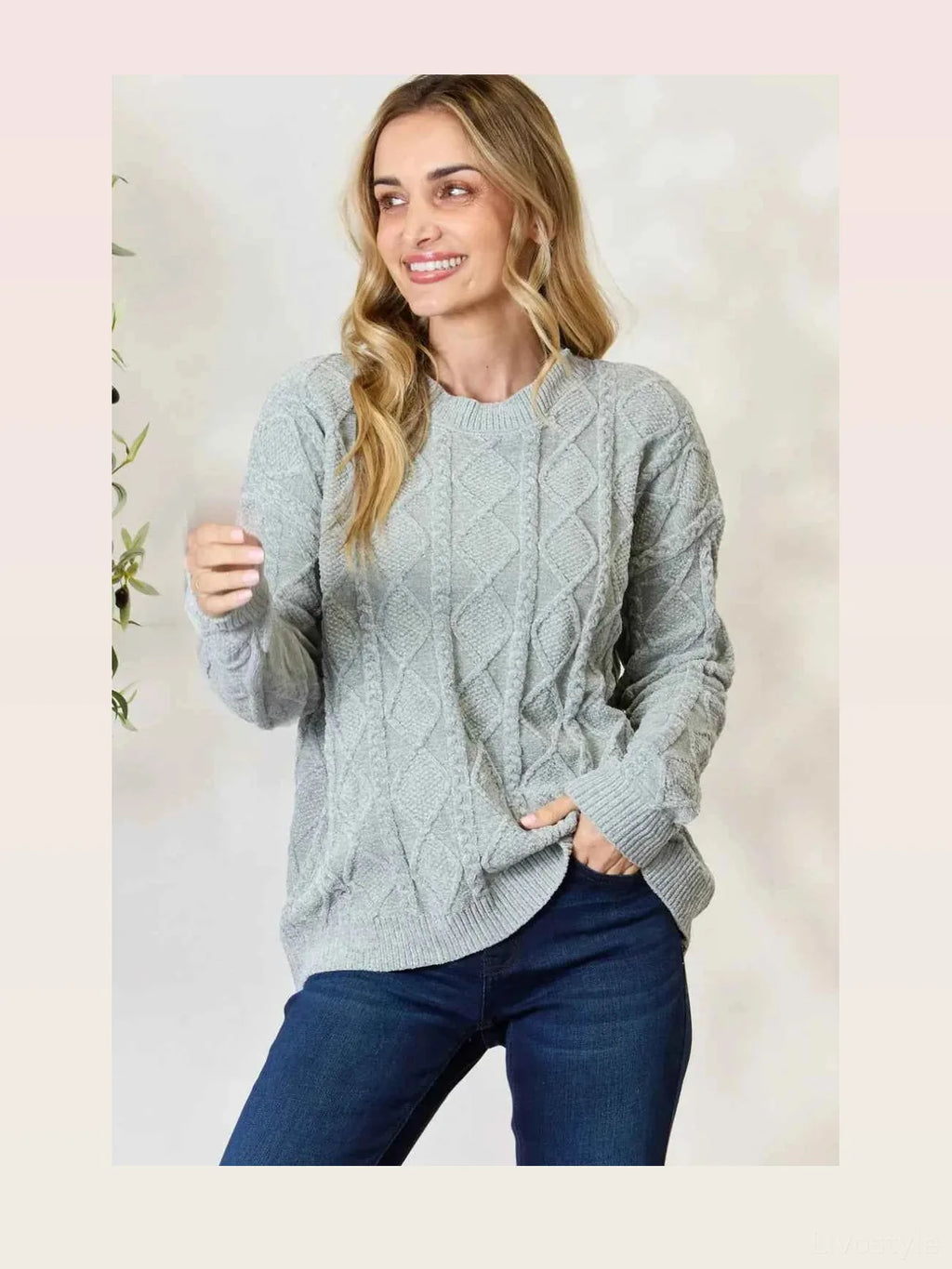 Cable Knit Round Neck Sweater