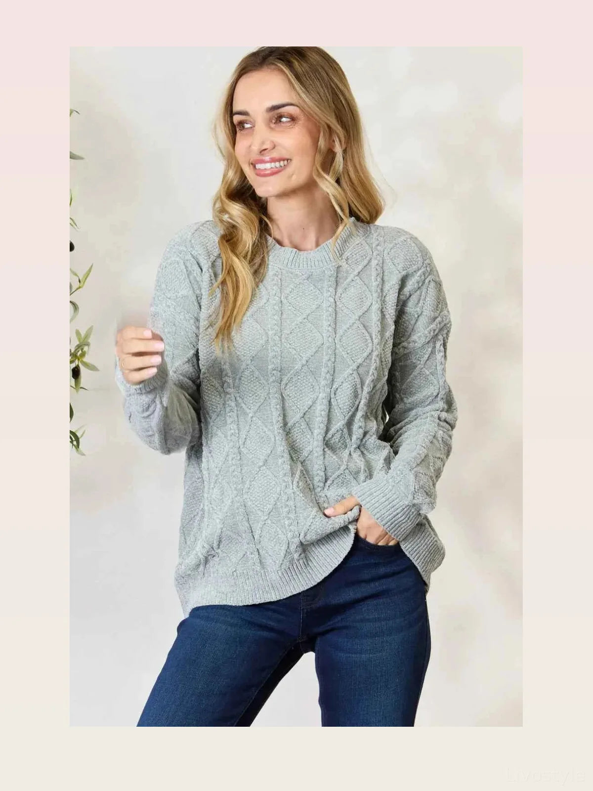 Cable Knit Round Neck Sweater