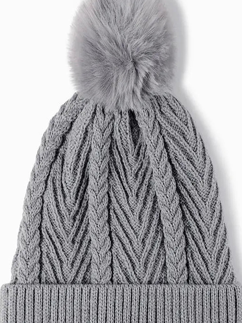 Cable Knit Beanie with Pompom