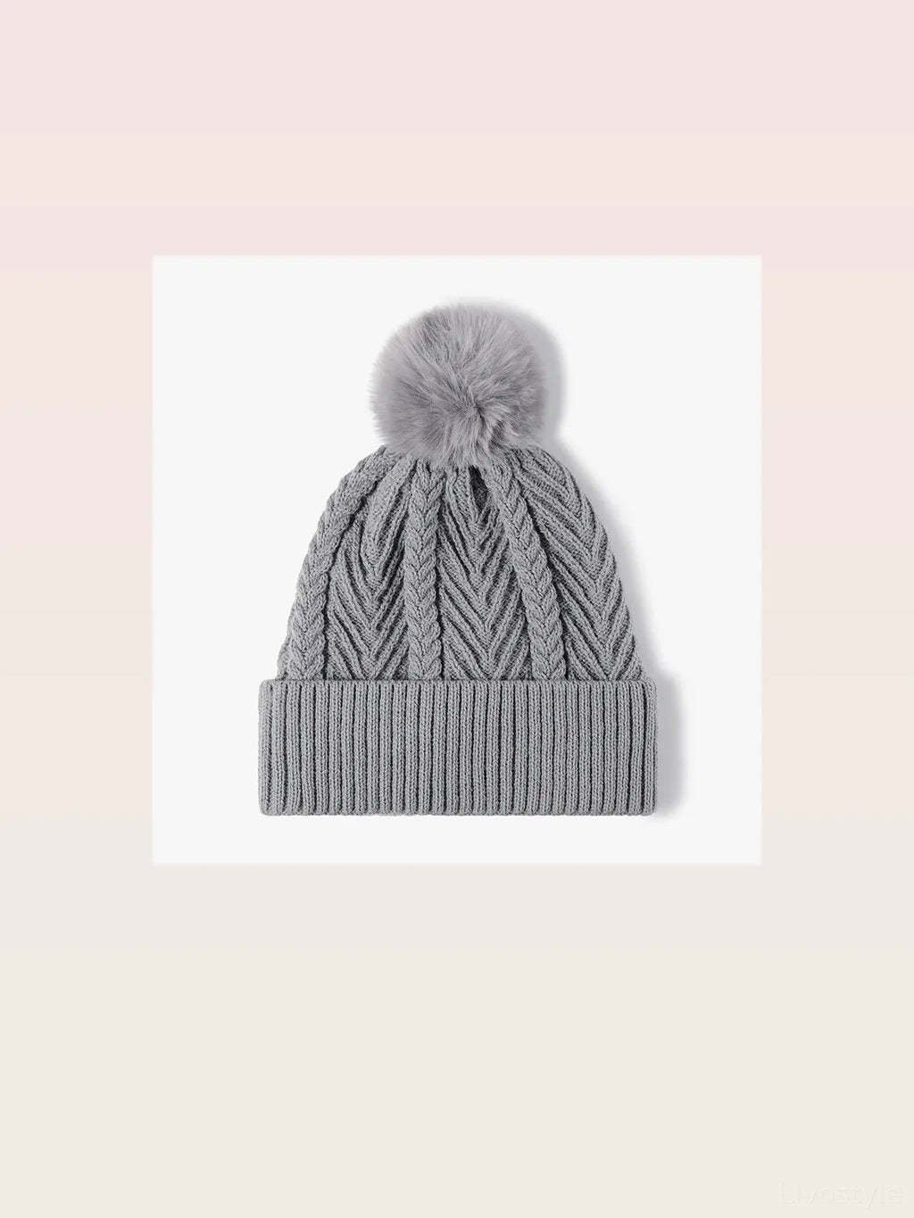 Cable Knit Beanie with Pompom