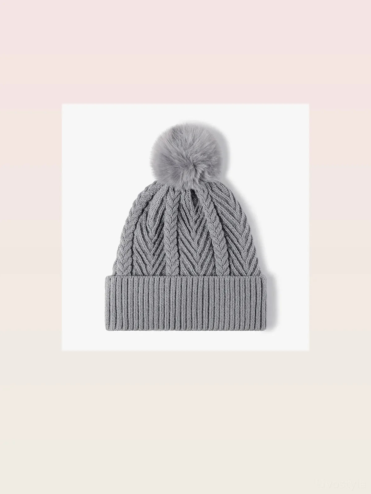 Cable Knit Beanie with Pompom