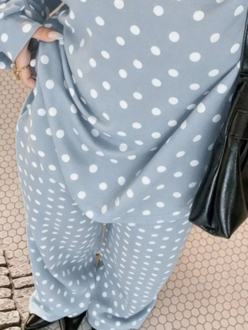 Polka Dot Boat Neck Top and Pants Set