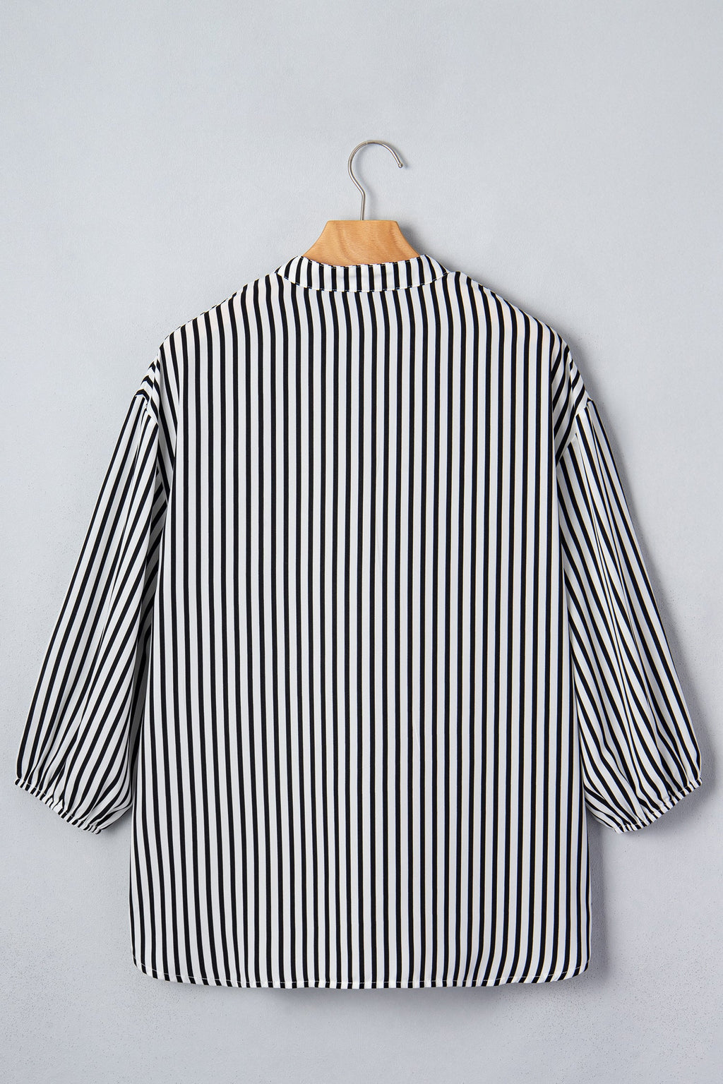 Black Striped Half Sleeve Button-Up Shirt