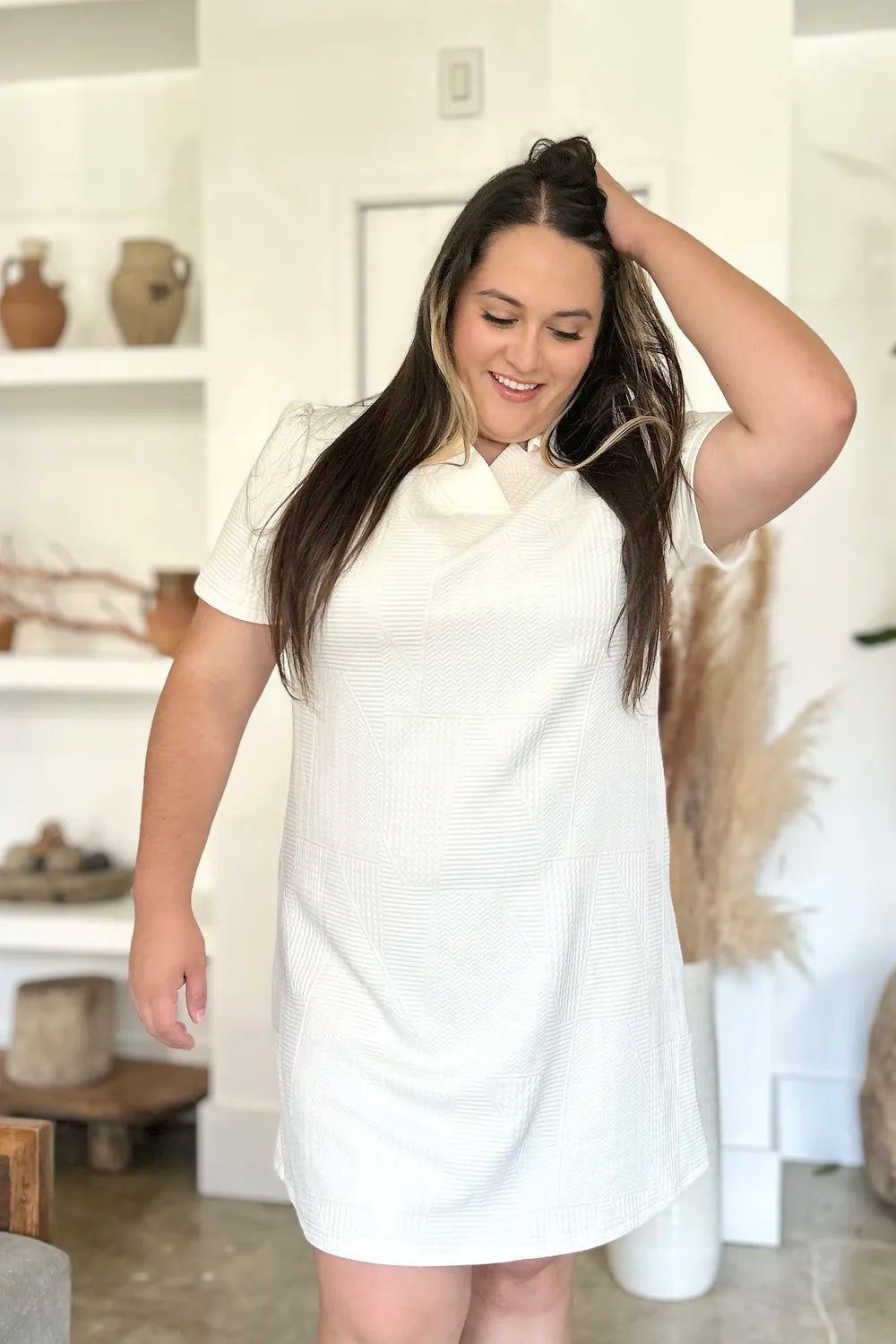 Texture Short Sleeve Dress